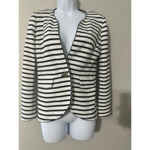 Elizabeth McKay New York NAUTICAL‎ Striped Blazer Jacket Gold Button Size 2